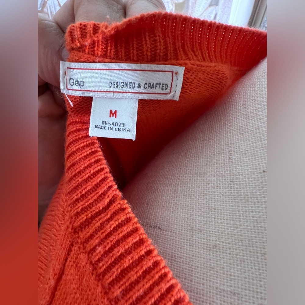 GAP Orange Cozy Wool Blend Cardigan Sweater Sz M - Picture 3 of 4